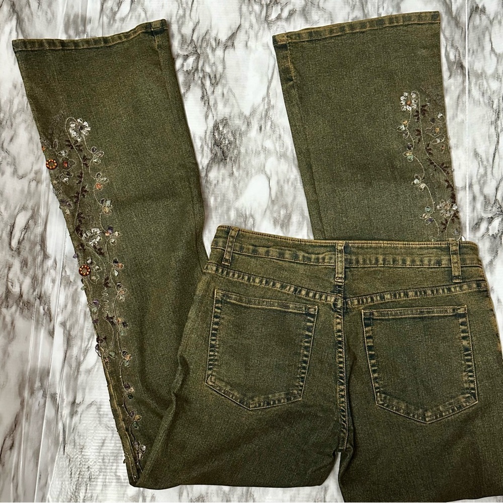 AZI Women’s Embroidered Boho Denim Blue Jeans Sz 32 Hippy Vintage Vibes Cowgirl - Picture 5 of 15